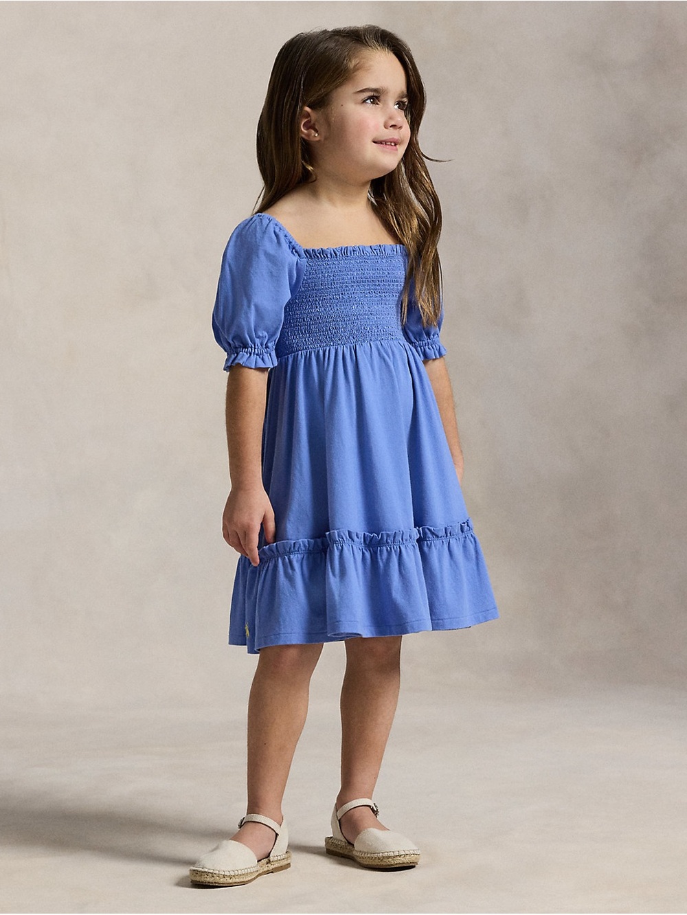 NWT POLO RALPH LAUREN Smocked Cotton Jersey Dress | Blue MSRP $70 Size XL (16)